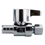 1/2 in. Chrome-Plated Brass PEX-B Barb x 1/4 in. Compression Quarter-Turn Straight Stop Valve