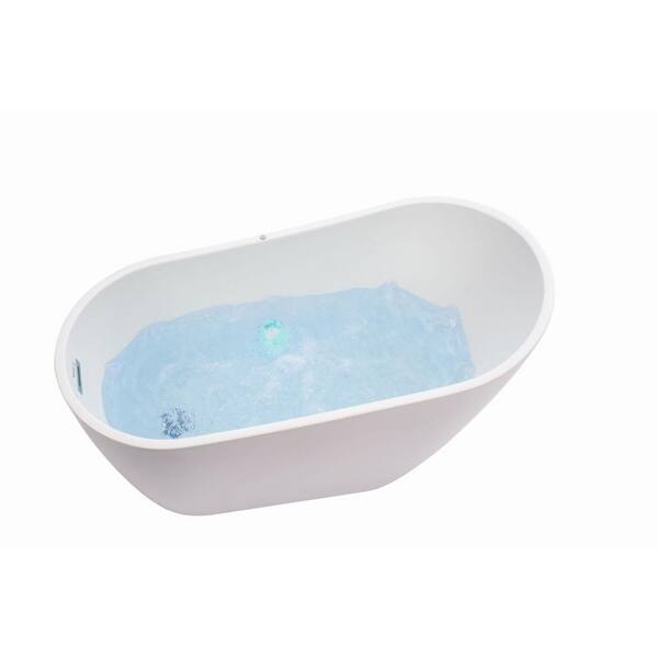 Vanity Art 55 Freestanding Acrylic Soaking Bathtub with Slotted Overflow &  Pop-up Drain with Air Bath Option Available - On Sale - Bed Bath & Beyond -  26428861