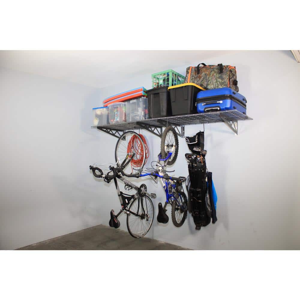 Hammertone Steel 24" x 48" Garage Wall Shelves with Hooks