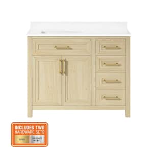 Beaufort 42 in. Single Sink Light Birch Bath Vanity with White Engineered Stone Top (Assembled)