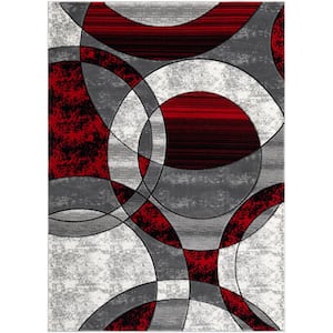 Serenity Geometric Red 4 ft. x 6 ft. Rug