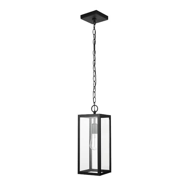 Globe Electric Bowery 1-Light Matte Black Outdoor/Indoor Pendant Light with Clear Glass Shade