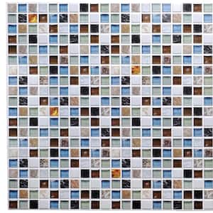 3D Falkirk Retro 1/100 in. x 38 in. x 19 in. Beige Green Brown Squares Mosaic PVC Decorative Wall Paneling (10-Pack)