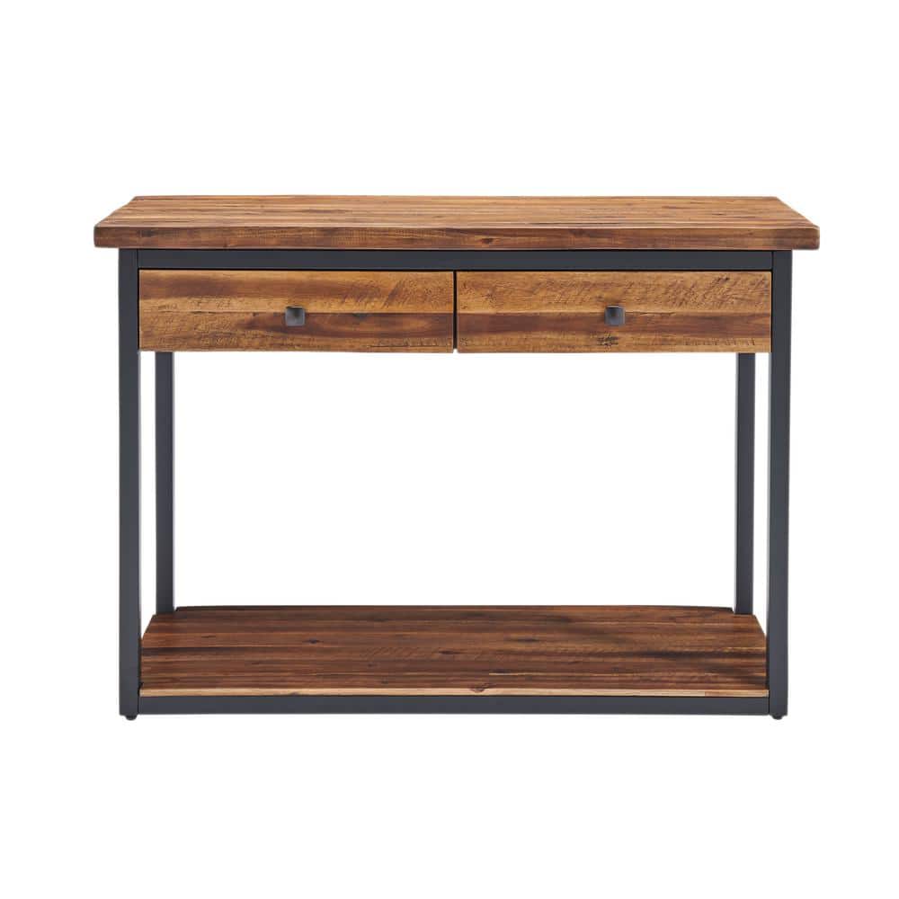 Claremont 46'' Rustic Wood and Metal Console Table with Storage
