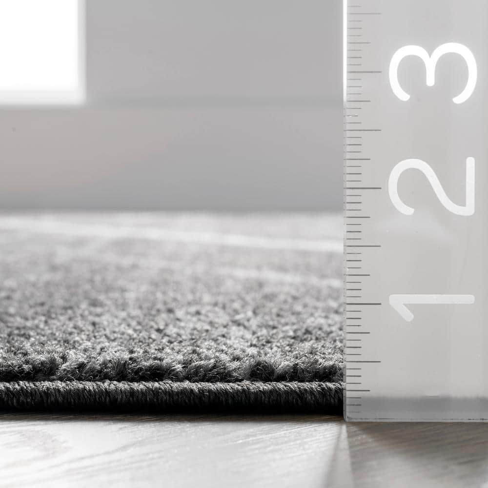 Dark Gray Synthetic Square Non-slip Contemporary Area Rug