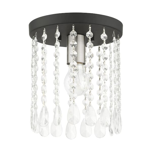 Livex Lighting Elizabeth 1 Light Black Petite Flush Mount 51066 04 Livex Lighting Elizabeth 1 Light Black, Crystal Chandelier Cleaner Bunnings