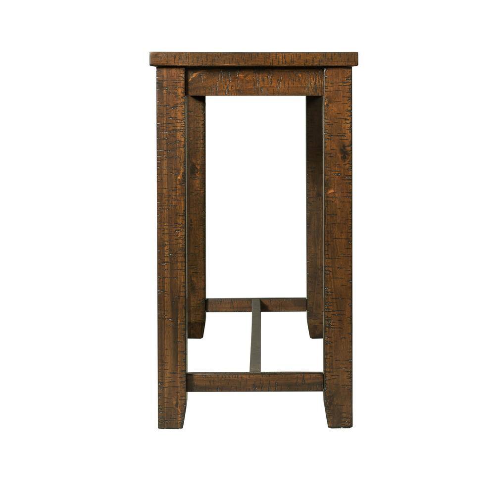 Walnut Rectangular Rustic Multipurpose Bar Table Set with Beige Upholstery