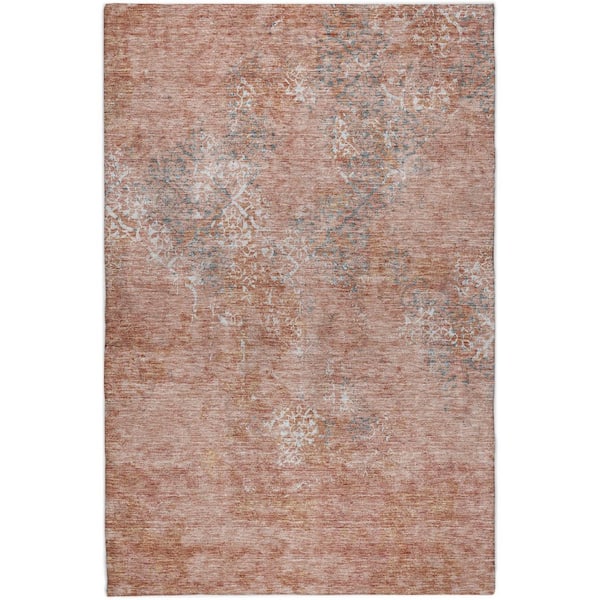 Dream Shag Premium Machine Washable Abstract ADS769 Salmon 8 ft. x 10 ft. Area Rug