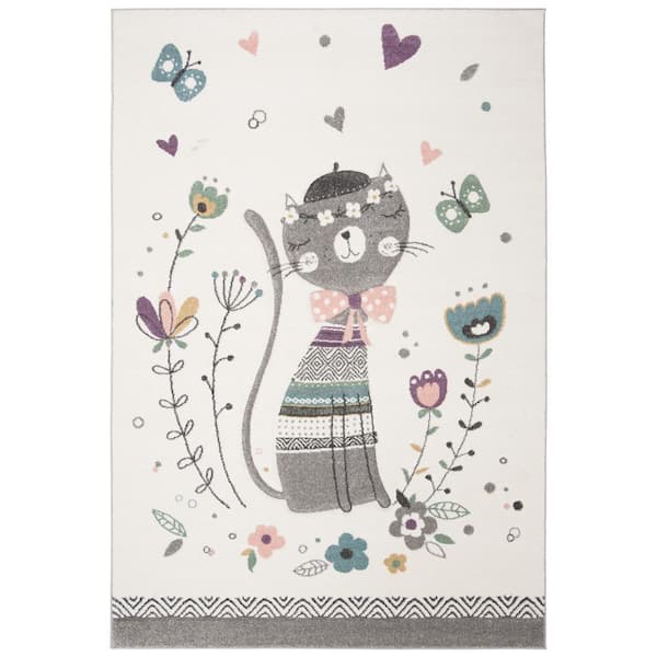 SAFAVIEH Carousel Kids Ivory/Pink 7 ft. x 9 ft. Animal Print Area Rug