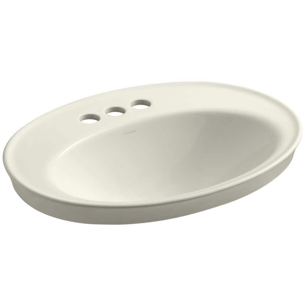 Serif 22-1/4 in. Drop-In Vitreous China Bathroom Sink in Biscuit with Overf