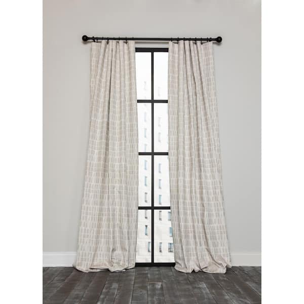 Beige Geometric Thermal Rod Pocket Blackout Curtain - 52 in. W x 120 in. L