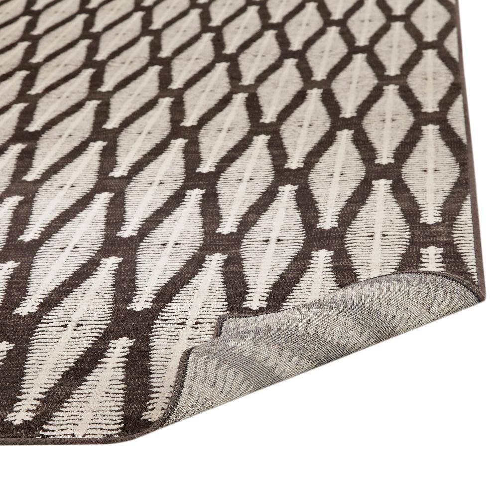 Ivory and Brown Geometric 8' x 10' Reversible Viscose Area Rug