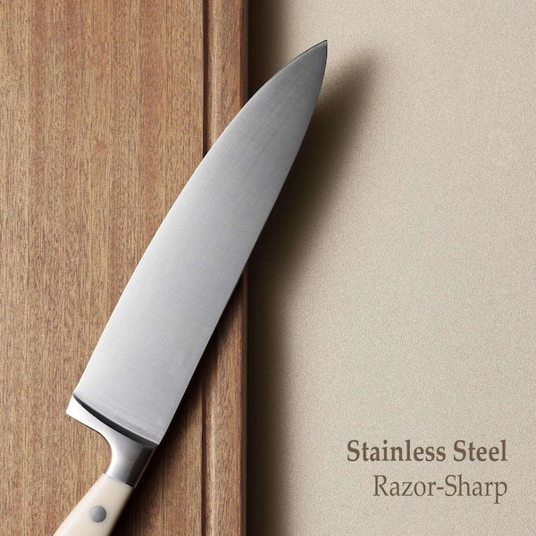 Numhew 14-Piece Cream High Carbon Stainless Steel Knife Set with