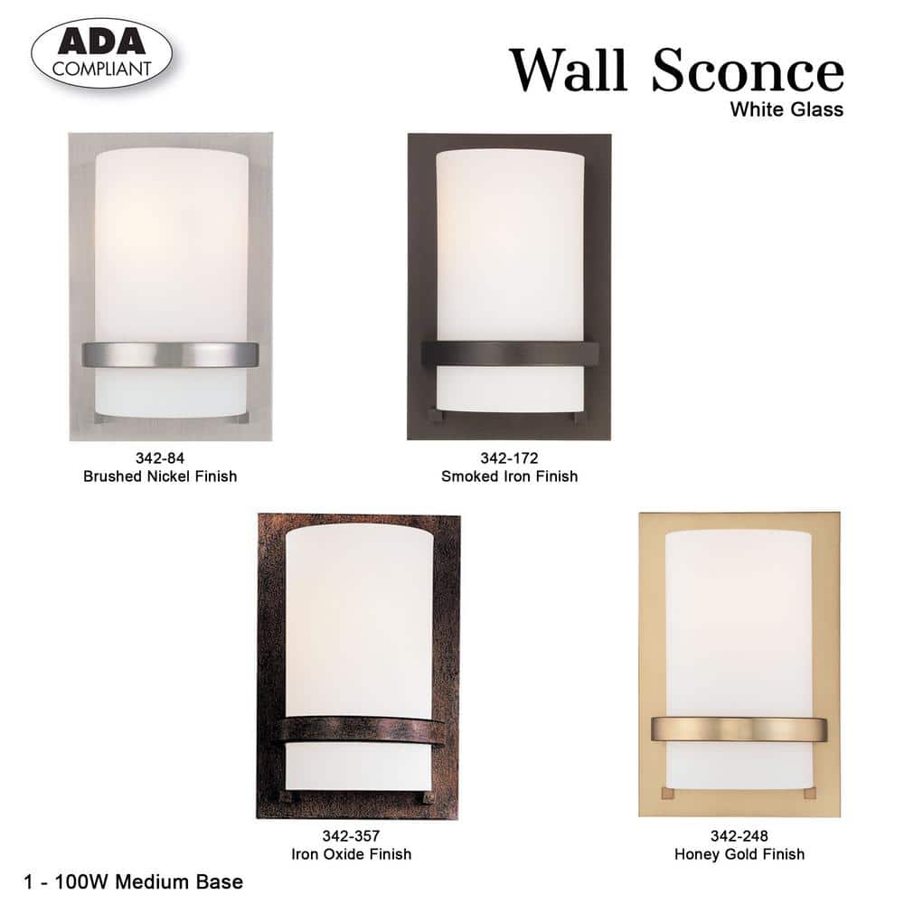 Smoked Iron and Etched Opal Glass Cylinder Wall Sconce