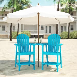 Classic Cyan Tall Balcony Adirondack Chair with Removable Side Table (2-Pack)