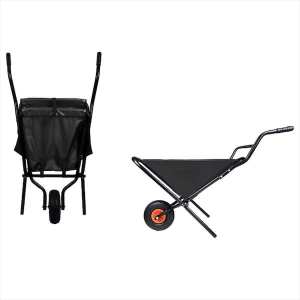 5 cu. ft. Fabric Powered Weelbarrow, Foldable Home Utility Yard Wheelbarrow for Garden Supplies