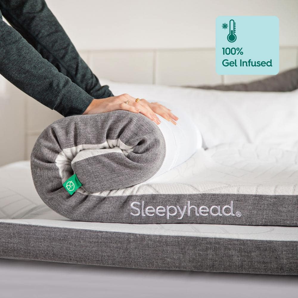 Sleepyhead 3 in. Full XL Gel-Infused Memory Foam Mattress Topper with Washable Cover - 3