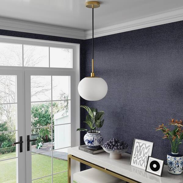 aiwen 9.65 in. 1-Light Gold Pendant Light with White Glass Shade