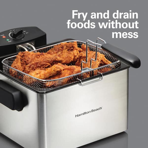 Hamilton Beach Stainless Steel Deep Fryer with Drain Feature, Removable  Fry Basket, 8 Cup Capacity
