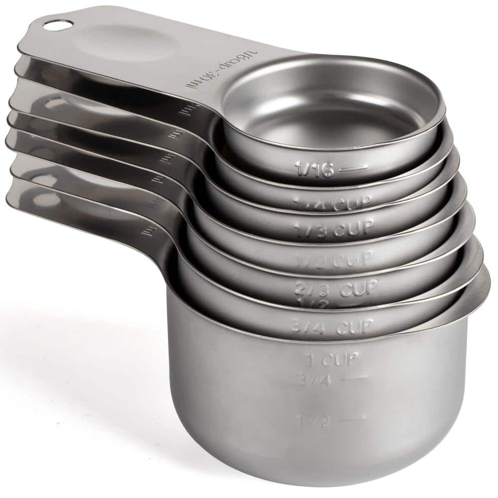 High Quality 7-Piece Stainless Steel Silver Measuring Cup Set with Magnetic