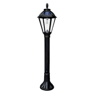 Polaris Solar Medium 1-Light Black Resin LED Outdoor Post Light and Bollard Lamp Post with Warm-White GS LED Bulb