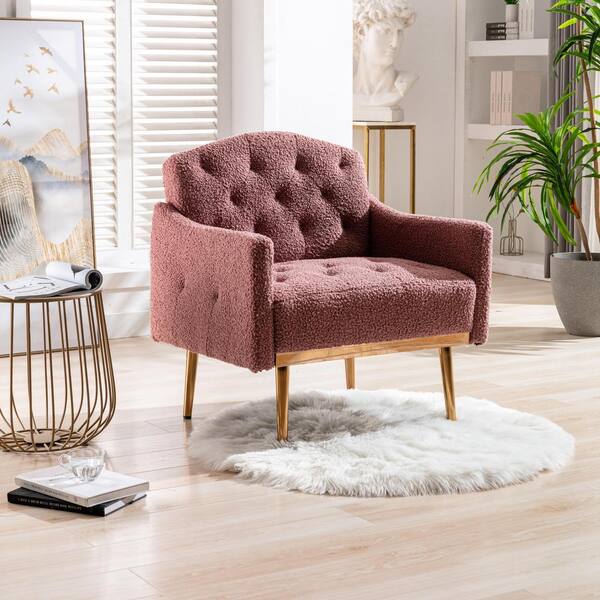 White PU Leisure Single Sofa Accent Chair with Rose Golden Metal Feet