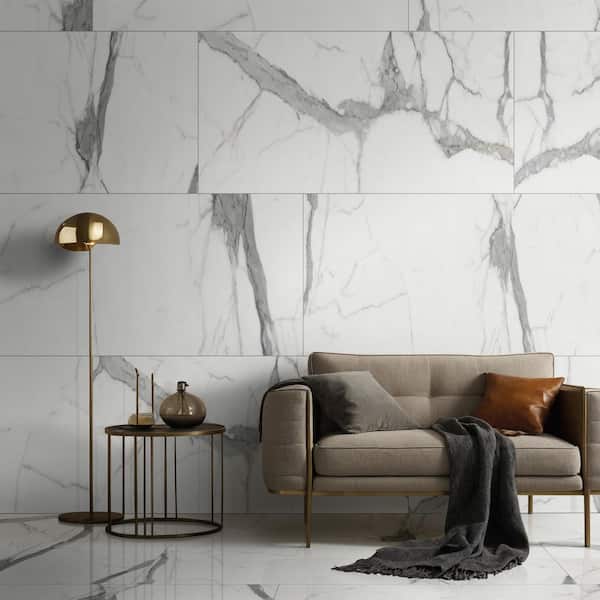 Tavish Laced 32 in. x 64 in. Polished Porcelain Marble Look Floor and Wall Tile (13.78 sq. ft./Case)