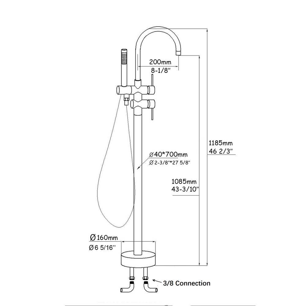 Brushed Nickel Freestanding Tub Filler with Hand Shower