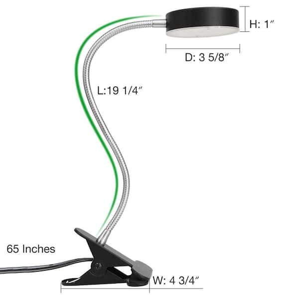 20.5 in. Black 360° Flexible Gooseneck LED Desk Lamp with Clip
