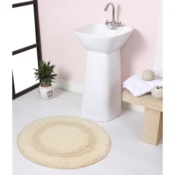 HOME WEAVERS INC Radiant Collection 100% Cotton Bath Rugs Set, 22 in. Round, Ivory