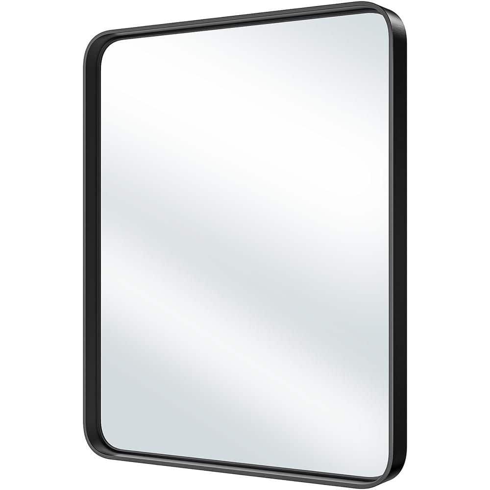 Black 24 in W x 36 in. H Farmhose Rectangle Glass Framed Mirror Wall Mirror