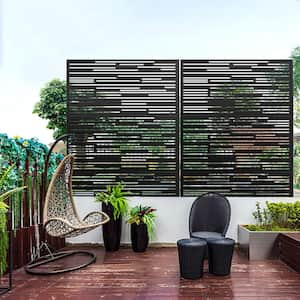 75 in. x 48 in. Outdoor Black Wall Applique or Wall Decal Decor Privacy Fence Screen with Weather Resistance