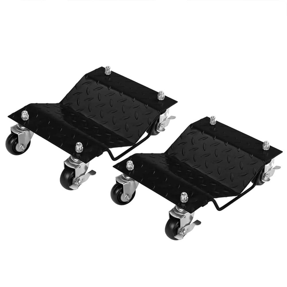 Black 2-Piece Car Wheel Dolly Set, 3000 lbs Each, 360° Swivel Casters, Brakes, Anti-Skid Plate price history on PriceWatchPro