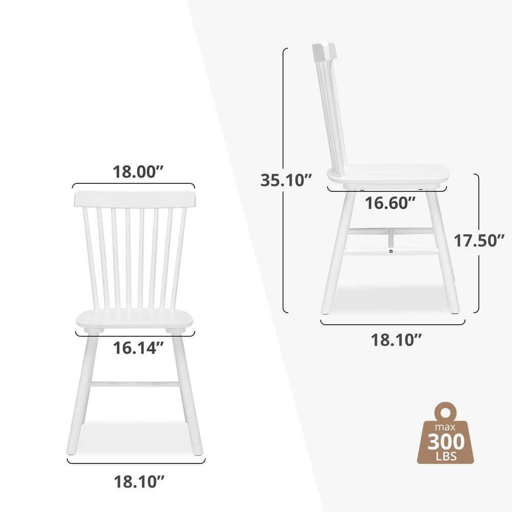 White High Back Solid Wood Windsor Side Chair Set