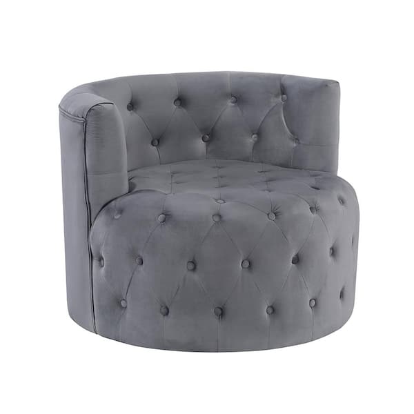 Lazzara Roper Gray Velvet Swivel Arm Chair