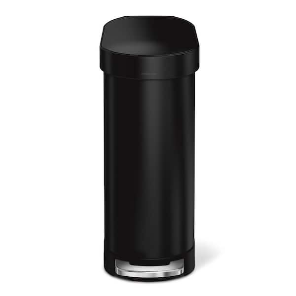 45L Slim Liner Rim Step Kitchen Trash Can, Matte Black Steel