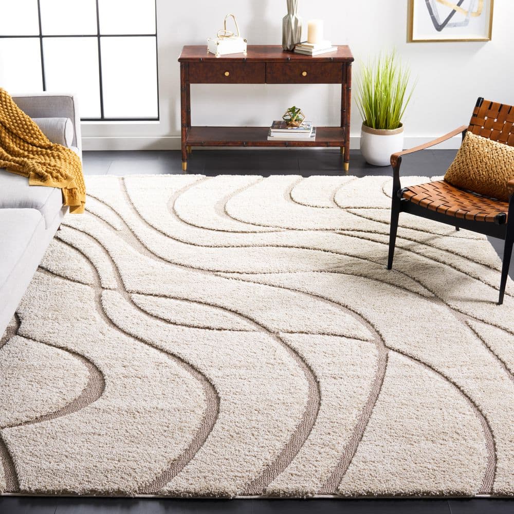 Florida Shag 10 ft. x 13 ft. Cream/Beige Abstract Area Rug price history on PriceWatchPro