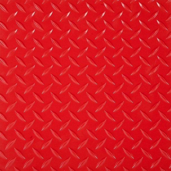 G-Floor RaceDay Diamond Tread Red 12 in. x 12 in. Peel and Stick Polyvinyl Tile (20 sq. ft. / case)