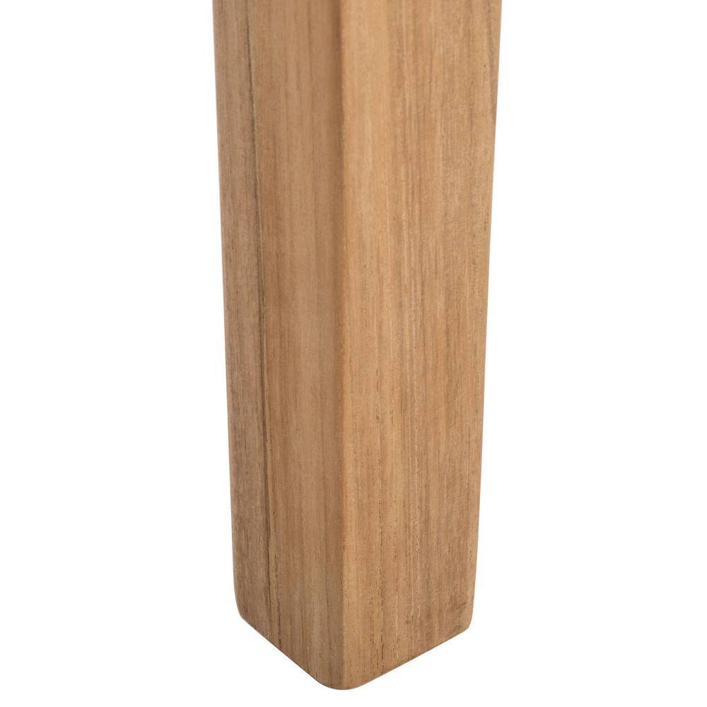 Natural Teak and White Leather Backless Counter Stool