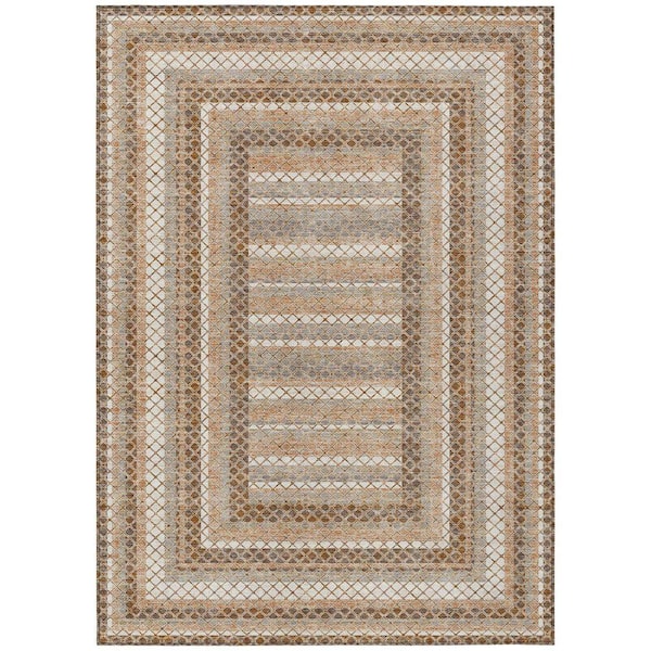 Chantille Machine Washable Indoor/Outdoor Abstract ACN2011 Chocolate 8 ft. x 10 ft. Area Rug