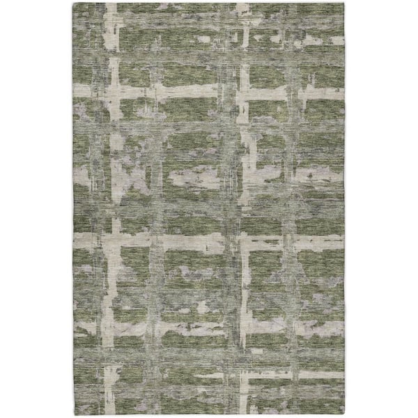 Dream Shag Premium Machine Washable Abstract ADS745 Olive 5 ft. x 7 ft. 6 in. Area Rug