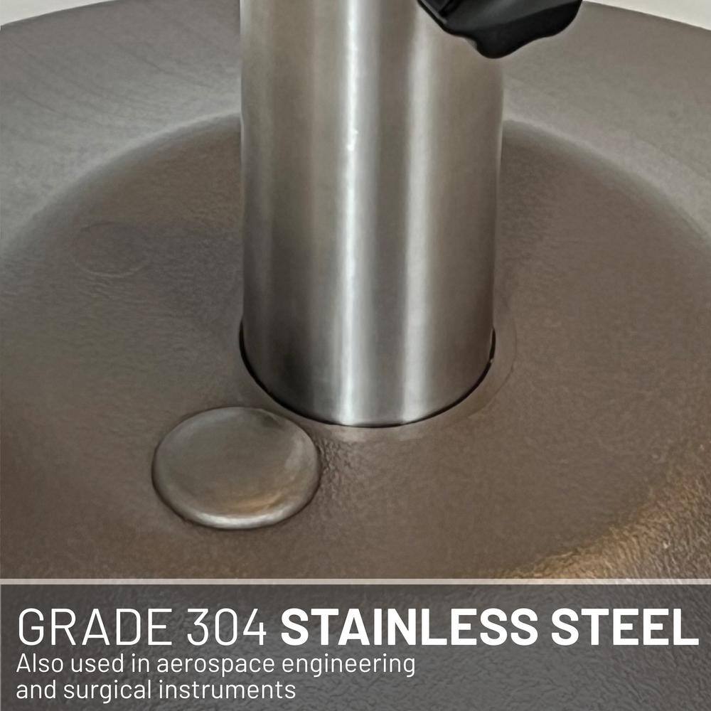 Bronze Concrete Wheeled Patio Umbrella Base with Stainless Steel Stem