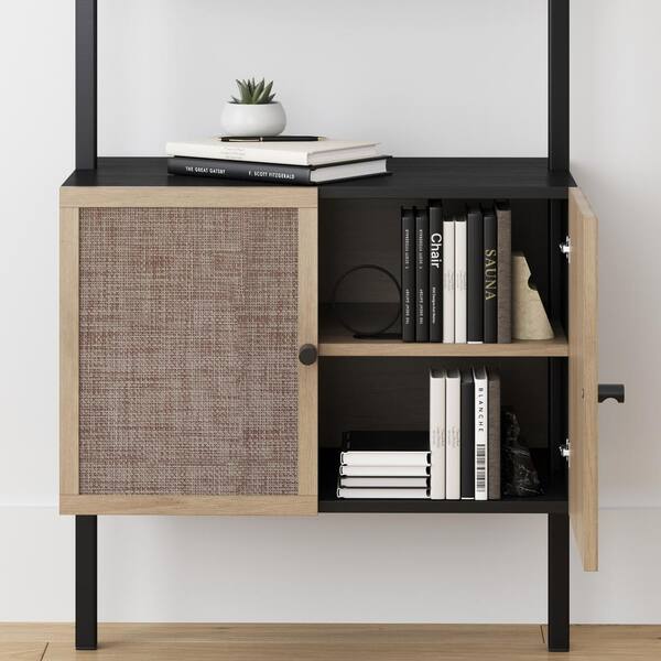 Nathan James Theo 73 in. H 24 in. W Modern Bookcase with Rattan 