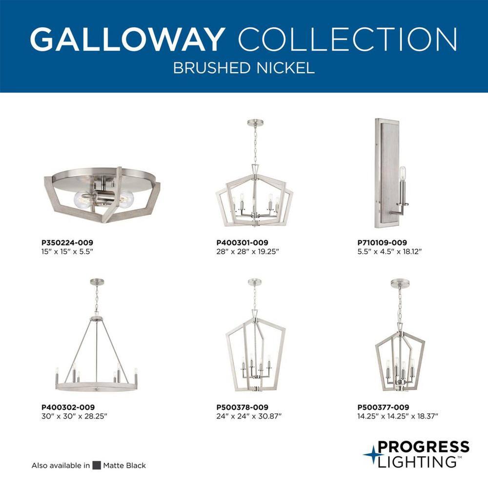 Brushed Nickel and Oak 2-Light Flush Mount Ceiling Light
