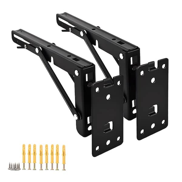 2-Pack 10 in. Heavy Duty Folding Shelf Brackets, DIY L Detachable Folding Bracket for Workbench Folding Table Hinge