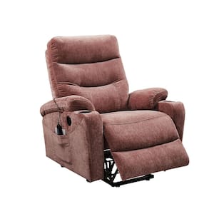 Rose Fabric Electric Power Lift Recliner Chair with Massage and Heat