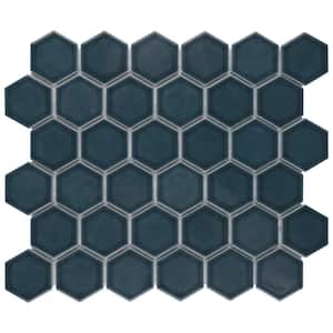 Tribeca 2 in. Hex Glacier Blue 11-1/8 in. x 12-5/8 in. Porcelain Mosaic Tile (10.0 sq. ft./Case)