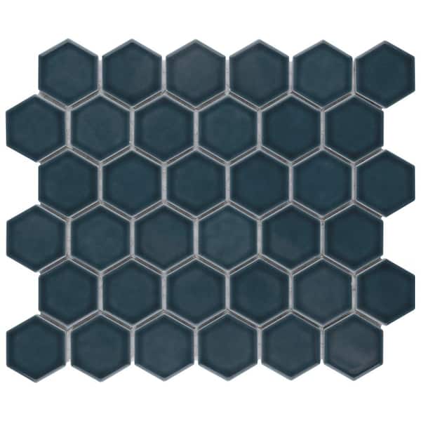 Merola Tile Tribeca 2 in. Hex Glacier Blue 11-1/8 in. x 12-5/8 in. Porcelain Mosaic Tile (10.0 sq. ft./Case)
