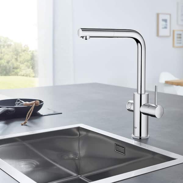 Plakken overdrijving goochelaar GROHE Blue Professional Starter Kit Single-Handle Beverage Faucet with  Pull-Out Spray in StarLight Chrome 31608002 - The Home Depot