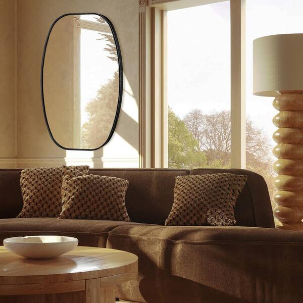 Reviews for LuxHomez 30 in. W x 48 in. H Black Oval Wall Mirror
